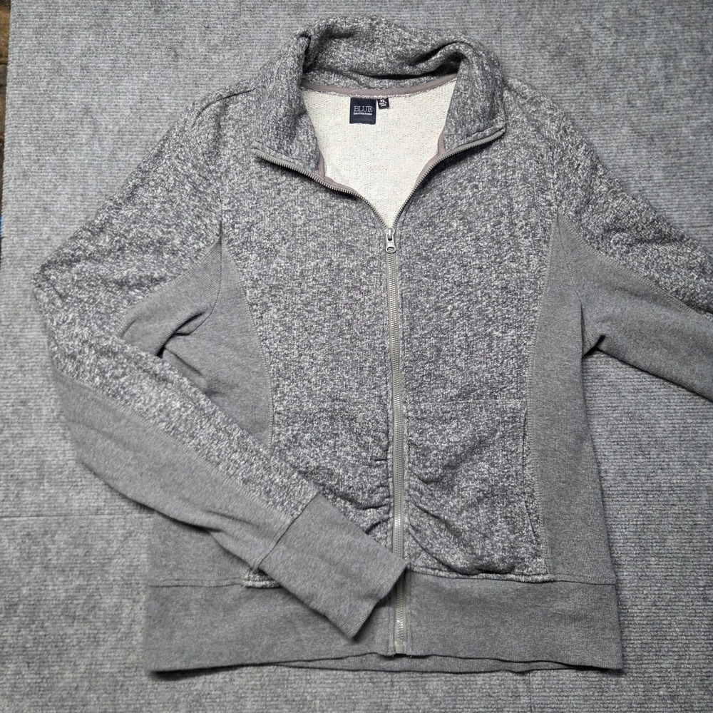 Blue Saks Fifth Avenue Gray Marl Full Zip Thumbhole Jacket XL Womens Activewear